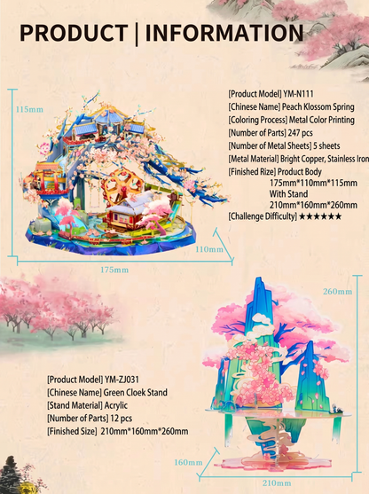 3D Metal Puzzle - Peach Blossom Spring by Tao Yuanming
